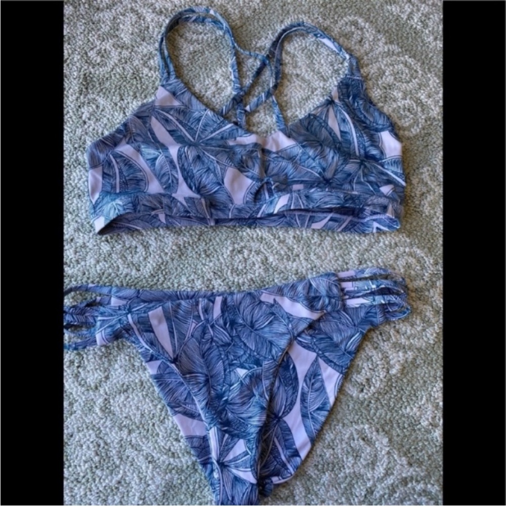 Hurley Blue Leaf Print Bikini